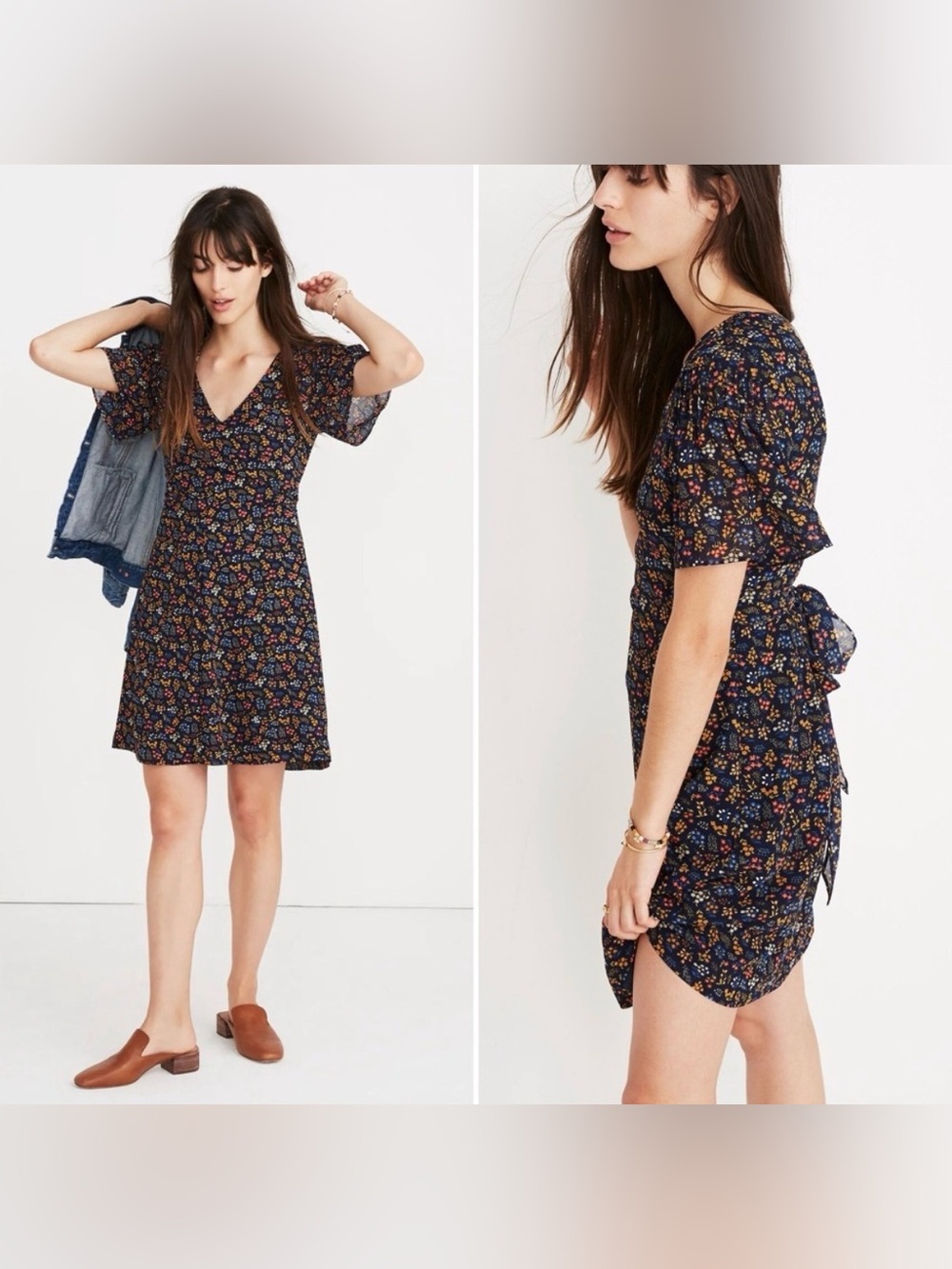 Madewell Cross-Front Mini Dress in Garden Party Womens 22 Liberty Blue Night